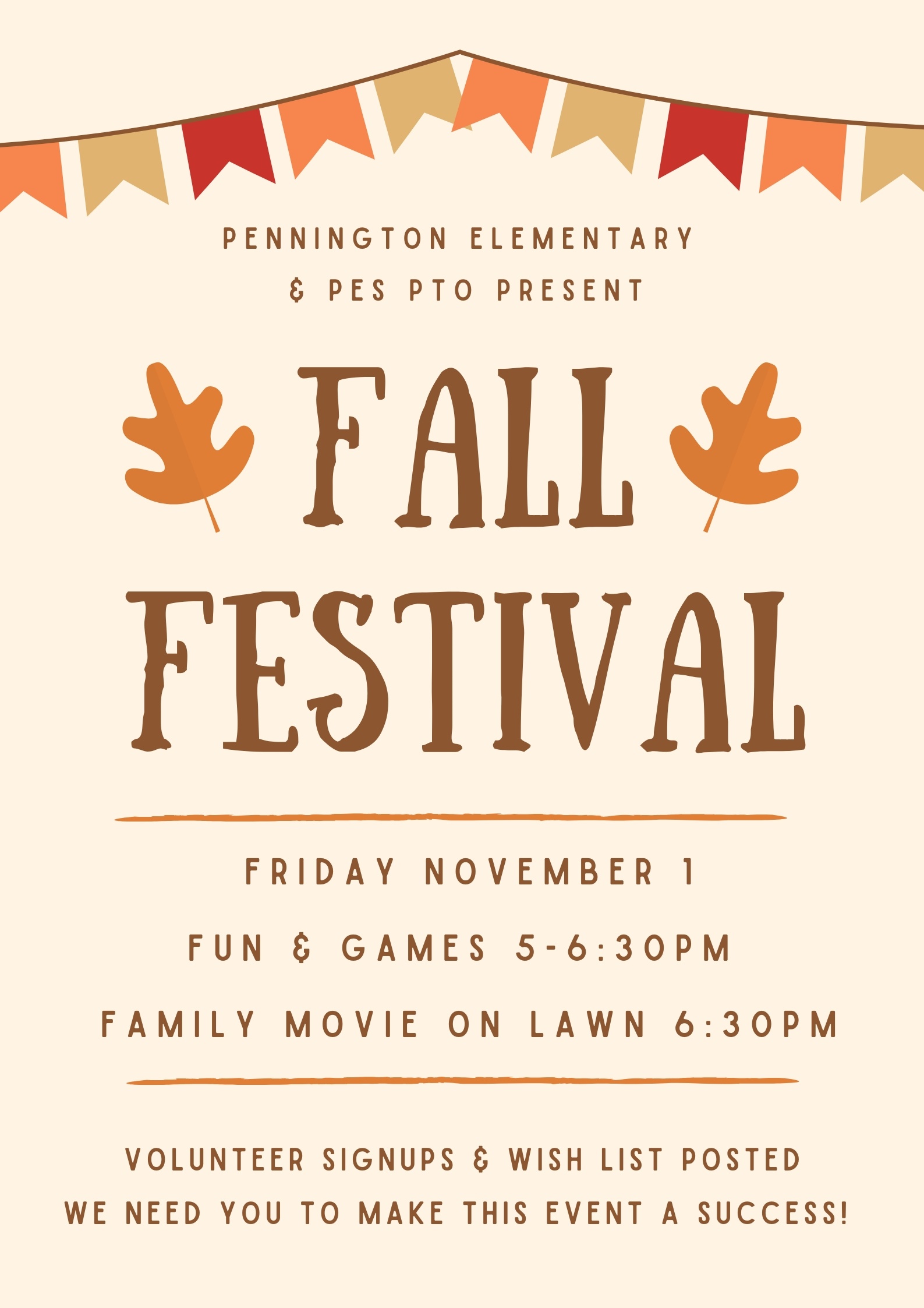 Pumpkin and Buntings Fall Festival Poster